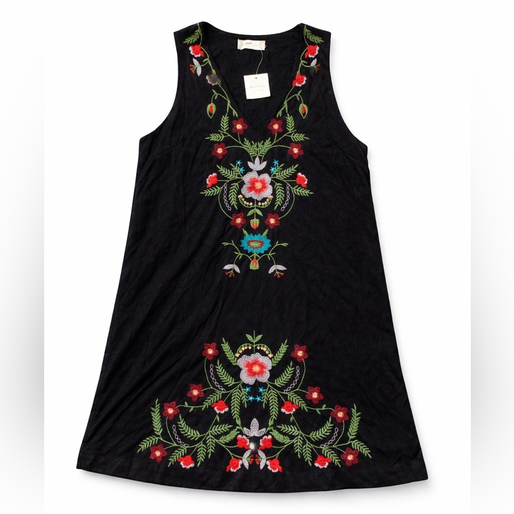 NWT Altar’d State Black Embroidered Floral Tunic Dress Small Boho Festival Mini - Picture 2 of 6